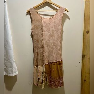 Vintage Patchwork Pastel Pink Floral Shift Dress